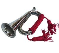Boy Scout Nickel Plated Blowing Bugle Attack War Command Signal Horn Beautiful Colourful Rope Binding