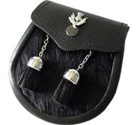 Boy Semi Dress Black CalfSkin Kilt Sporran with a Thistle Emblem & Chain Belt