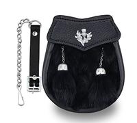 Boy Semi Dress Black Kilt Sporran with a Thistle Emblem & Chain Belt