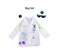 (Boy Set, M) Scientist Halloween Mad Costume Girls Boys Uniform Cosplay Set For Kid Role Play