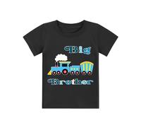 Boy Shirt Trains Short Sleeve Shirts Toddler Tee Clothes Big Brother Kids Boy Outfits Top Black 1-2 Years