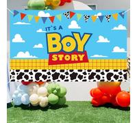 Boy Story Baby Shower Decorations Backdrop Banner,It's A Boy Stroy Large Size 3 x 5Ft Toy Cloud Backdrop Banner for Boy Baby Shower Decor