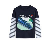 Boy Striped Long Sleeve T-Shirt Train Mountains Kids Tee Top Toddler Cotton Shirt 2 Years