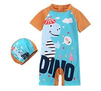 Boy Swimming Suit 14 16 Toddler Kids Baby Boys Girls Swimsuit 1 Piece Zipper Bathing Suit Swimwear with Hat Rash Guard Surfing Suit UPF 50+ Dinosaur Swimsuit Set Boys Mint Green