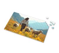 Boy Toys A Man Walks With Three Sheep In A Mountainous Field. Picture Puzzle Toddler Puzzles Ages 2-4 1000 Piece Puzzles(1000PCS)