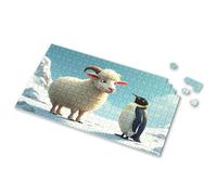 Boy Toys A Sheep And A Penguin Stand Together In A Snowy Landscape Picture Puzzle 500 Piece Jigsaw Puzzles Jigsaw(1000PCS)