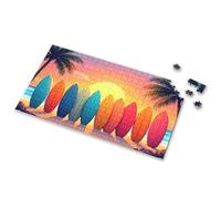 Boy Toys Colorful Surfboards Lined Up On The Beach At Sunset Picture Puzzle Gift For 4 Year Old Boy 500 Piece Jigsaw Puzzles(500PCS)