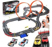 Boy Toys Gifts for 6 7 8-12 Years Old, Slot Car Race Track Sets with 4 Slot Cars, Battery or Electric Car Track with Dual Racing Game Lap Counter Circular Overpass Track Gifts for Kids