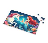 Boy Toys Mermaid And Unicorn By The Sea Picture Puzzle Gift For 4 Year Old Boy 500 Piece Jigsaw Puzzles(300PCS)