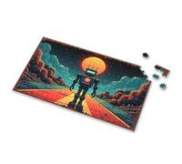 Boy Toys Robot Journey Through A Vibrant Sunset Landscape Picture Puzzle Toys Under 10 Dollars Puzzle Board(300PCS)