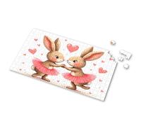 Boy Toys Two Bunnies In Pink Tutus Holding Hands Picture Puzzle Gift For 4 Year Old Boy 500 Piece Jigsaw Puzzles(1000PCS)
