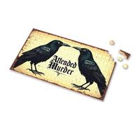 Boy Toys Two Crows Facing Each Other With The Text "Attended Murder" In Gothic Font. Picture Puzzle Toddler Puzzles Ages 2-4 1000 Piece Puzzles(500PCS)