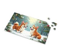 Boy Toys Two Happy Corgis In A Snowy Forest Picture Puzzle 500 Piece Jigsaw Puzzles Jigsaw(300PCS)