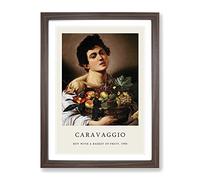 Boy With A Basket Of Fruit By Caravaggio Exhibition Museum Painting Framed Print | A3 Walnut Framed Wall Art | Ready to Hang | Modern Food Picture | Living Room Bedroom Lounge Office