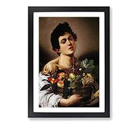 Boy with A Basket of Fruit by Caravaggio Framed Print | A2 Black Framed Wall Art | Ready to Hang | Modern Food Picture | Living Room Bedroom Lounge Office