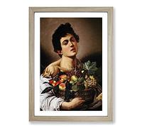 Boy with A Basket of Fruit by Caravaggio Framed Print | A2 Oak Framed Wall Art | Ready to Hang | Modern Food Picture | Living Room Bedroom Lounge Office