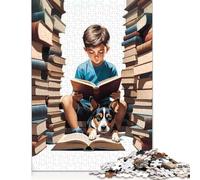 Boy with The Dog Jigsaw Puzzles Puzzles for Adults Kids. 1000 Pieces Impossible Challenge Toy Educational Game Home Decoration for Educational Games Gifts 1000pcs (38x26cm)
