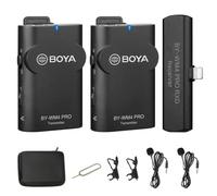 BOYA 2.4GHz Wireless Lavalier Lapel Microphone System for iPhone/iPad Dual Clip On Cordless Lav Mic for Vlog Video Recording YouTube with Lightning Connector Receiver and Transmitter by-WM4 PRO-K4