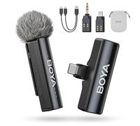 BOYA BOYALINK 2 A1 Wireless Lavalier Microphone for iPhone Camera Android, 48 KHz 24 Bit, 1000ft, Clip on Mic, Dual Channel Lavalier Mic, Noise Cancelling, Lapel Mic USB-C/Lightning/3.5mm TRS, Vlog