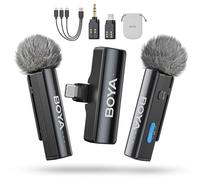 BOYA BOYALINK 2 A2 Wireless Lavalier Microphone for iPhone Camera Android, 48 KHz 24 Bit, 1000ft, Clip on Mic, Dual Channel Lavalier Mic, Noise Cancelling, Lapel Mic USB-C/Lightning/3.5mm TRS, Vlog