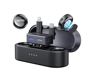 BOYA BOYALINK 3 Wireless Lavalier Microphone for iPhone 7-16, Android, Camera, Mini Microphone with 3-IN-1 RX, AI Noise Reduction, Lapel Mic, App Control, 300m, 30h, Clip On Mic for Video Recording