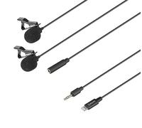 BOYA BY-M2D Digital Omnidirectional Dual-head Lavalier Microphones Compatible with iPhone, iPad, and iPod touch iOS Devices - 6 Meter Cable