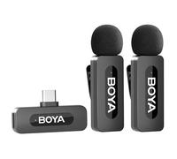 BOYA BY-V20 USB-C Wireless Microphone Mobile Phone Mini Lapel Microphone with Android Type-C Smartphone iPhone 15/16, 100 m Range, for YouTube, Podcast, Facebook, Vlogging Recording Interview
