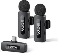 BOYA BY-V20 V2.0 USB-C Wireless Microphone for iPhone 16/17, Android with One-Click to Noise Cancellation, 9h Battery Life (2 TX+1 RX)