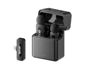 BOYA BY-V3 iPhone Microphone, Wireless Lavalier Microphone, 100m Range, 2.4GHz Plug Play Mnini Clip-on Mic for iPhone 14/14 Pro/13/13 Pro/12 iPad IOS Devices, Vlog, YouTube, TikTok