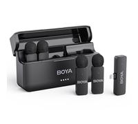BOYA BY-V4 Microphone Wireless for iPhone with Lightining Plug for 4 People | 4-Channel Mono Output, Mini Microphone, Wireless Lavalier Mic, Noise Cancelling, 360° Clip Lapel Mic for Video Recroding