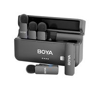 BOYA BY-V4D Mini Wireless Lavalier Microphone for iPhone Smartphone, 4 Clip-On Wireless Lapel Mics for Video Recording Podcast Interview Streaming Vlog YouTube