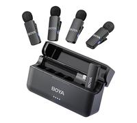 BOYA BY-V4U Microphone Wireless for iPhone Android for 4 People, USB-C Plug | 4-Channel Mono Output, Mini Microphone, Wireless Lavalier Mic Type-C, Noise Cancelling, Lapel Mic for Video Recroding