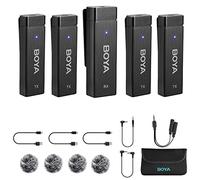 BOYA BY-W4 Multiple Wireless Lavalier Microphone for 4 People,Mini Wireless Lapel Mic with Noise Cancelling & Real Time Monitoring for Youtube Vlog Interview Video Conference Online Teaching