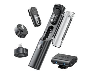 BOYA Magic Microphone Wireless(Stand not included), Clip On, Handheld, Desk, On-camera Microphone for iPhone, Mini Lavalier Mic with USB-C/Lighting/3.5mm Jack Plug, Lapel Mic for Streaming, Vlogging