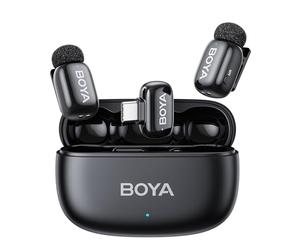 BOYA Mini 2 Wireless Lavalier Microphone for iPhone Andriod, USB-C, Black