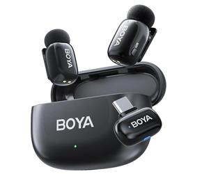 BOYA Mini 2 Wireless Lavalier Microphone for iPhone15/16 Android USB-C Plug, 2 Ultra Mini Mic with AI Noise Cancellation, App Control, Lapel Microphone for Vlogging TikTok YouTube Content Creators