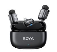 BOYA mini Microphone wireless for iPhone, 5g Ultralight, Lavalier Microphone, AI Voice Changer, 3-Level Noise Reduction, 30h Charging Case, Lapel Mic, Clip on Mic with Lightning Plug