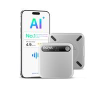 BOYA Notra AI Voice Recorder, 3-Mode Capture -Ambient/Phone Call/Bluetooth, AI Transcription&Smart Summary, Support 140+ Languages, 64GB Storage, Magnetic Note Taker for Meetings, Lectures, Sliver