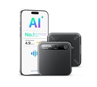 BOYA Notra AI Voice Recorder, 3-Mode Capture -Ambient/Phone Call/Bluetooth, AI Transcription&Smart Summary, Support 140+ Languages, 64GB Storage, Magnetic Note Taker for Meetings, Lectures, Black