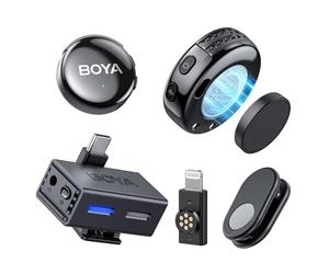 BOYALINK 3 Wireless Lavalier Microphone for Android/Camera/PC,AI Noise Reduction,48kHz/24Bit Studio Sound,984ft 30h Battery with Charging Case, APP Control Mic for Vlogging Interview(No Charging Case)