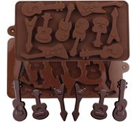 BOYANAN 10 Cavity Silicone Rock Guitar Sweets Moulds Set of 2 | For Sweet Chocolate Cake Decoration