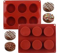BOYANAN Mould 6 Cavity Round Cylinder Silicone Chocolate Moulds for Muffin Cake,Mousse,Chocolate Covered Oreos Set of 2