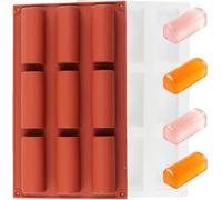 BOYANAN Mould 9 Cavity Cylinder Chocolate Moulds Twinkie Pan Silicone Mould for 3D Cylinder Mousse Set of 2