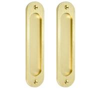 BOYANDM 2Pcs Wooden Door Push Pull Handles Flat Round Cabinet Embedded Handle Zincs Alloy Hardware for Sliding Doors Bathroom Glass Handle