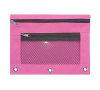 BOYANDM 2Pieces Large Capacity Zipper Pencil Pouch Double Pockets 3 Rings with Clear Window for Pen Bag File Mesh Zipper Case Clear Case Marker