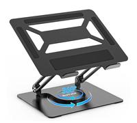 BoYata Laptop Stand for Desk, Adjustable Computer Stand with 360° Rotating Base, Ergonomic Foldable Laptop Riser Holder Compatible with All MacBook Pro/Air, Notebook up to 17"-Black