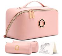 BOYATU Personalized Makeup Bag for Travel: 3-in-1 Cosmetics Bag Gift Set for Women - 26 Letters A-Z Available - Portable Emotional Symbols for Birthday Anniversary Graduation(Pink-O)