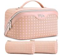 BOYATU Travel Makeup Bag Cosmetic Bags for Women: Large Capacity 3 Pcs Set Make up Bag with Compartment, 03 Pink, Four Leaf Clover Travel Makeup Bag