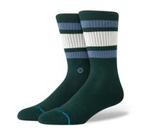 Stance Boyd Crew Socks Pine Green Striped Cushioned Calf Large