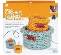 Boye Jonah's Hands Nesting Baskets Beginners Crochet Kit for Kids and Adults, Makes 2 Projects, Multicolor 7 Piece
